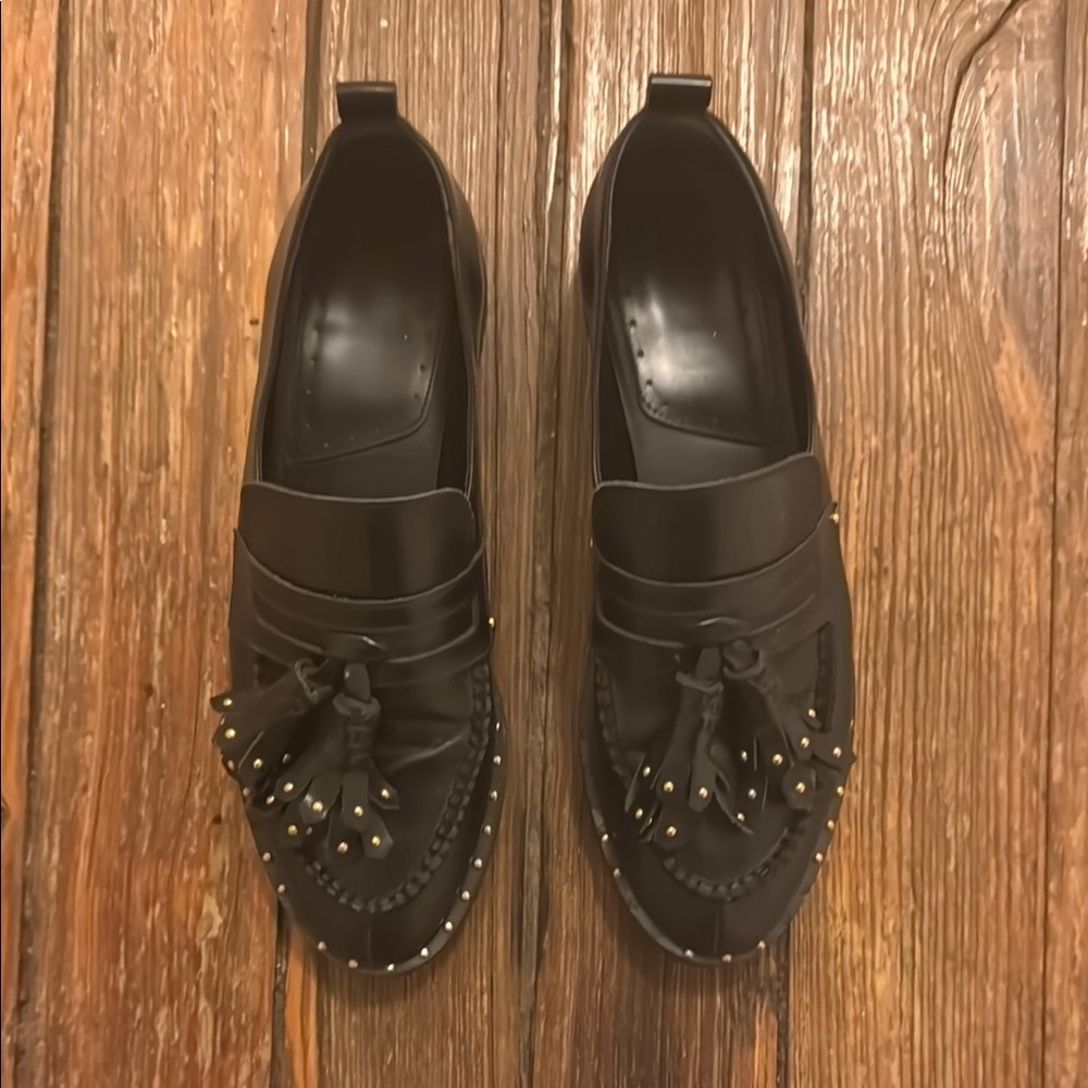 Black Leather Tassel Loafers